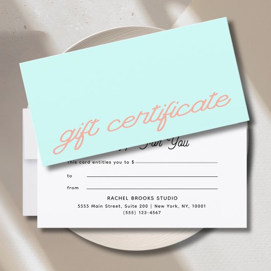 Modern Script Mint Cadeaubon