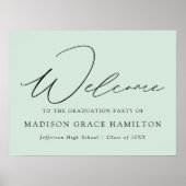 Modern Script Mint Green Welcome Graduparty Poster (Voorkant)