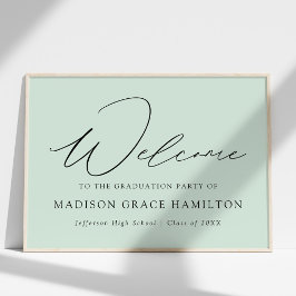 Modern Script Mint Green Welcome Graduparty Poster