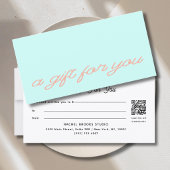 Modern Script Mint QR Code Cadeaubon
