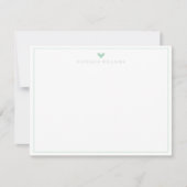 Modern Script Mintgroene Hart Rand Monogram Notitiekaartje (Voorkant)