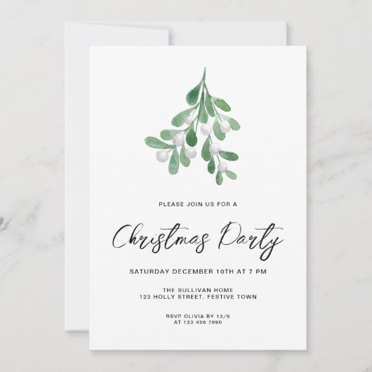 Modern Script Mistletoe kerstfeest Kaart (Voorkant)