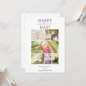 Modern script moederdag 6 foto collage gedicht kaart (Voorkant / Achterkant in situ)