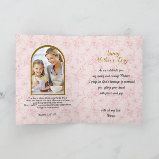 Modern Script Moederdag Roze Schriftfoto Kaart (Binnen)