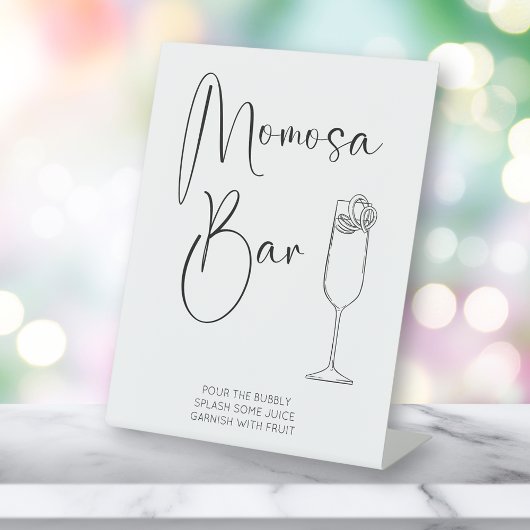 Modern Script Momosa Bar Baby shower Reclamebord Met Voetstuk