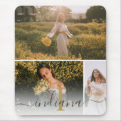 Modern Script Monogram 3 Foto Aangepast Muismat (Voorkant)