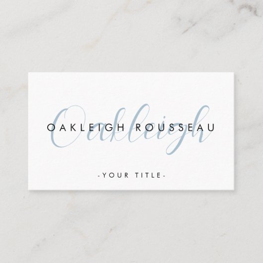 Modern Script Monogram Dusty Blue Visitekaartje (Voorkant)