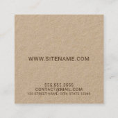 Modern Script Monogram en Naam Kraft Papier Vierkante Visitekaartje (Achterkant)