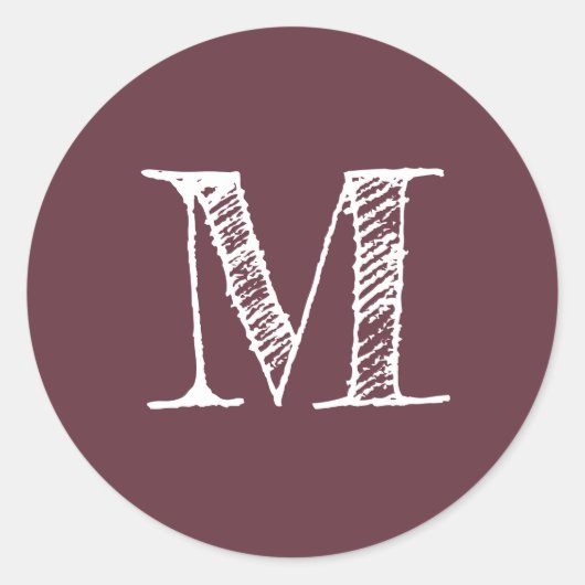 Modern Script Monogram Initiaal Burgundy Label (Voorkant)