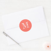 Modern Script Monogram Initiaal Coral Label (Envelop)