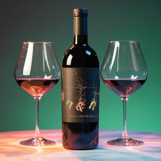 Modern Script Monogram Initiaal Elegant Chic Trend Wijn Etiket