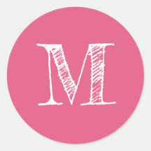 Modern Script Monogram Initiaal Hot Pink Label