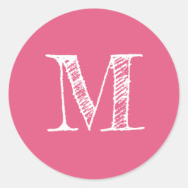 Modern Script Monogram Initiaal Hot Pink Label