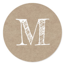 Modern Script Monogram Initiaal Kraft