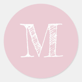 Modern Script Monogram Initiaal Parfait Pink Ronde Sticker