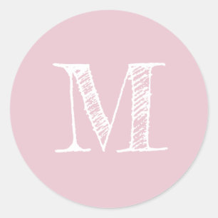 Modern Script Monogram Initiaal Parfait Pink Ronde Sticker