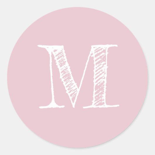 Modern Script Monogram Initiaal Parfait Pink Ronde Sticker (Voorkant)