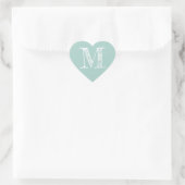 Modern Script Monogram Initiaal Pastel Blue Hart Sticker (Tas)