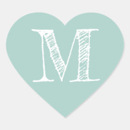 Modern Script Monogram Initiaal Pastel Blue Hart Sticker