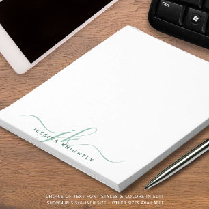 Modern Script Monogram Initialen Minimalistisch Gr Notitieblok