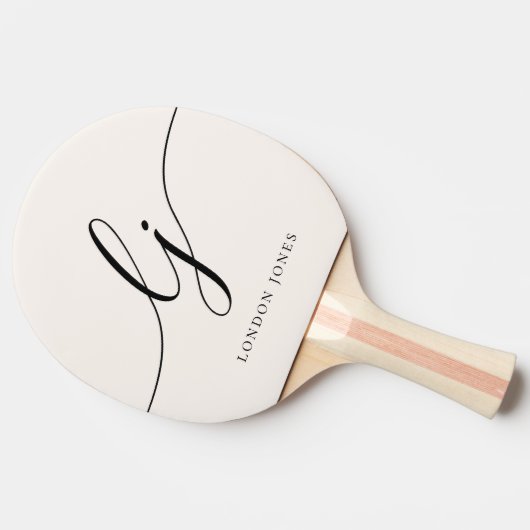 Modern Script Monogram Naam Girly Vrouwelijk Minim Tafeltennisbatje (Zijkant)