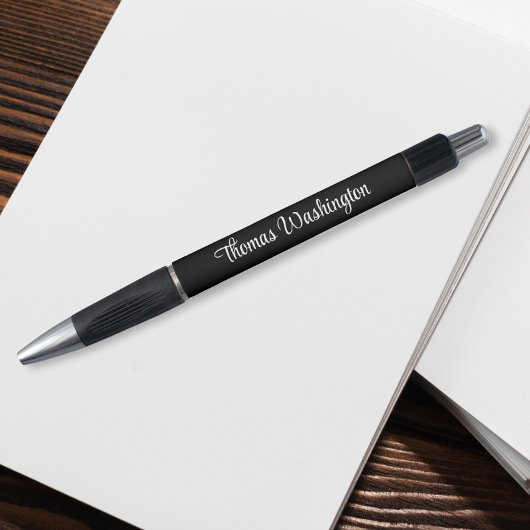 Modern Script Monogram Naam Zwart Pen