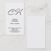 Modern Script Monogram Professioneel Visitekaartje (Voorkant / Achterkant)