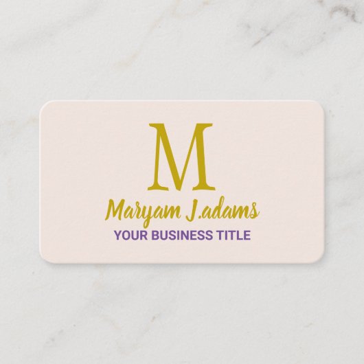 Modern Script Monogram (QR Code) Chique Blush Roze Visitekaartje (Voorkant)