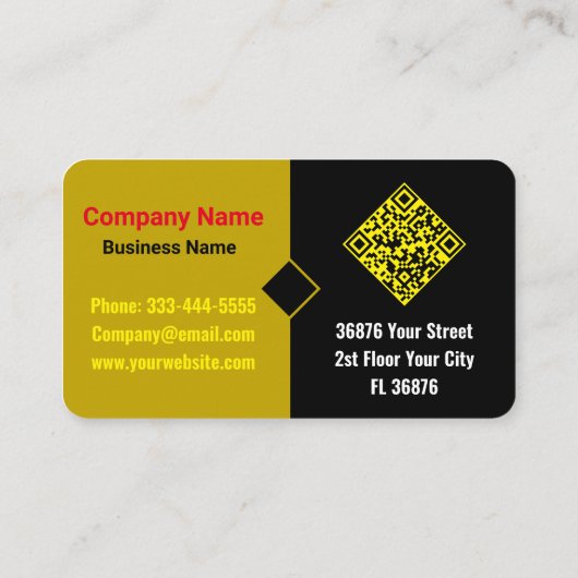 Modern Script Monogram (QR Code) Chique Zwart Goud Visitekaartje (Achterkant)