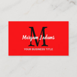 Modern Script Monogram (QR Code) Chique Zwart Rood Visitekaartje