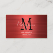 Modern Script Monogram Rood Visitekaartje (Voorkant)