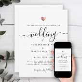 Modern Script Monogram Roos Gold Heart Wedding Kaart