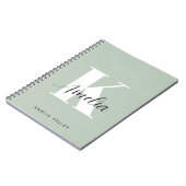 Modern Script Monogram Sage Groen Notitieboek (Linkerzijde)