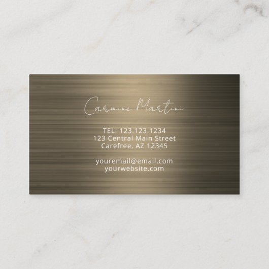 Modern Script Monogram Sepia Visitekaartje (Achterkant)