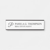 Modern Script Monogram zwart-wit Deurbordje (Voorkant)