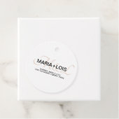 Modern Script Monogrammed Black and Pink Wedding Bedankjes Labels (In situ)