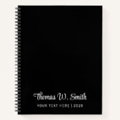 Modern Script Monogrammed Professional Black Notitieboek (Voorkant)