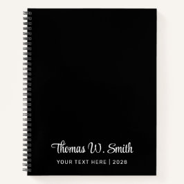 Modern Script Monogrammed Professional Black Notitieboek