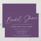 Modern Script Mooi stoffig Paarse Vrijgezellenfees Kaart (Voorkant / Achterkant)