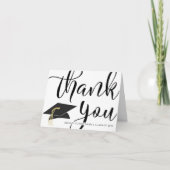 Modern Script Mortarboard Photo Afstuderen Bedankkaart (Voorkant)