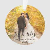 Modern Script Mr. & Mrs Wedding Foto Ornament (voorkant)
