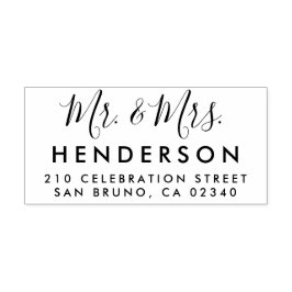 Modern Script Mr & Mrs Wedding Return Address Rubberstempel