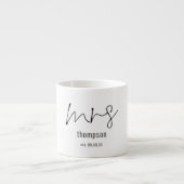 Modern Script Mrs. Name Bride Wedding Box Gift Espresso Kop (Voorkant)