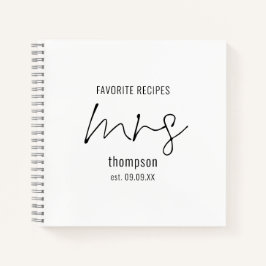 Modern Script Mrs Name Date Bride om niet te worde Notitieboek