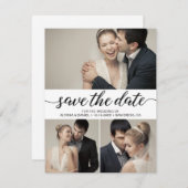 Modern Script Multi foto's Digitale bruiloft Kaart (Voorkant / Achterkant)