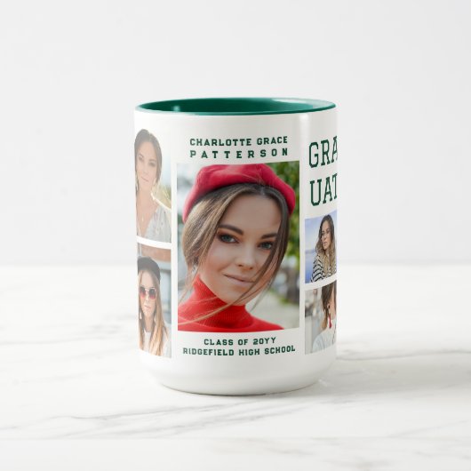 Modern Script Multi Photo Afstuderen Afstuderen Mok (Midden)