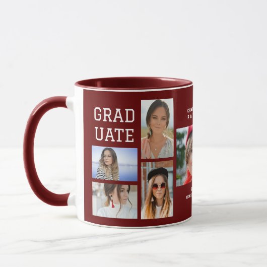 Modern Script Multi Photo Afstuderen Afstuderen Mok (Links)