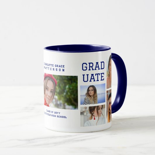 Modern Script Multi Photo Afstuderen Afstuderen Mok (Voorkant rechts)