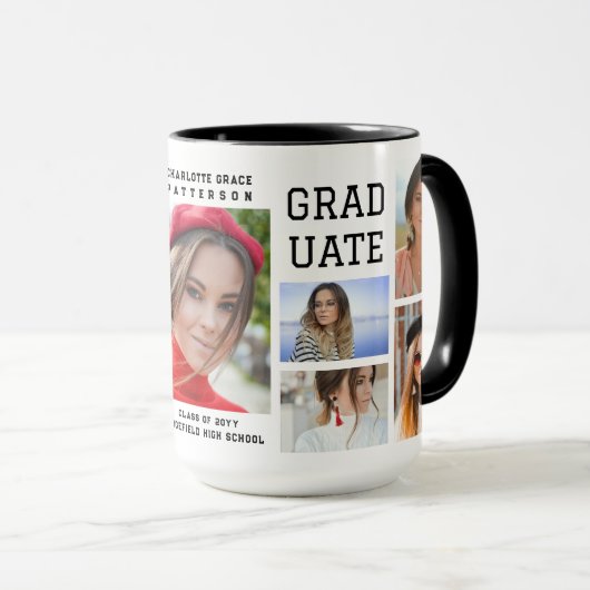 Modern Script Multi Photo Afstuderen Afstuderen Mok (Voorkant rechts)