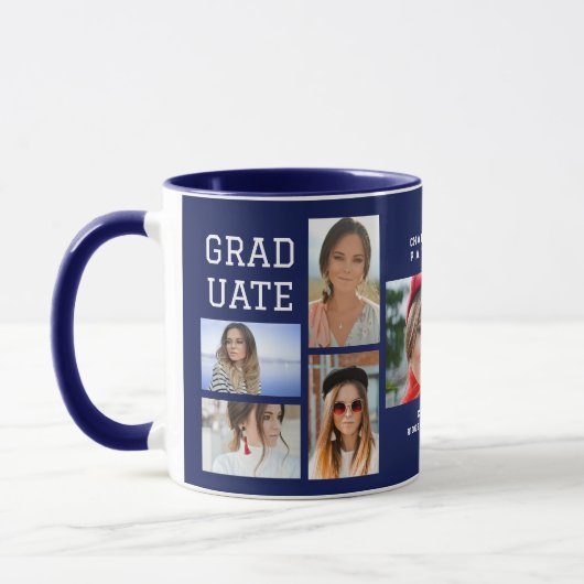 Modern Script Multi Photo Afstuderen Afstuderen Mok (Links)